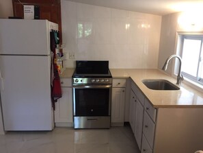 Fridge, microwave, stovetop, toaster