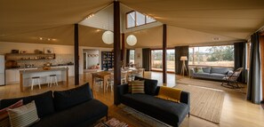 Télévision, cheminée, table de tennis de table, livres