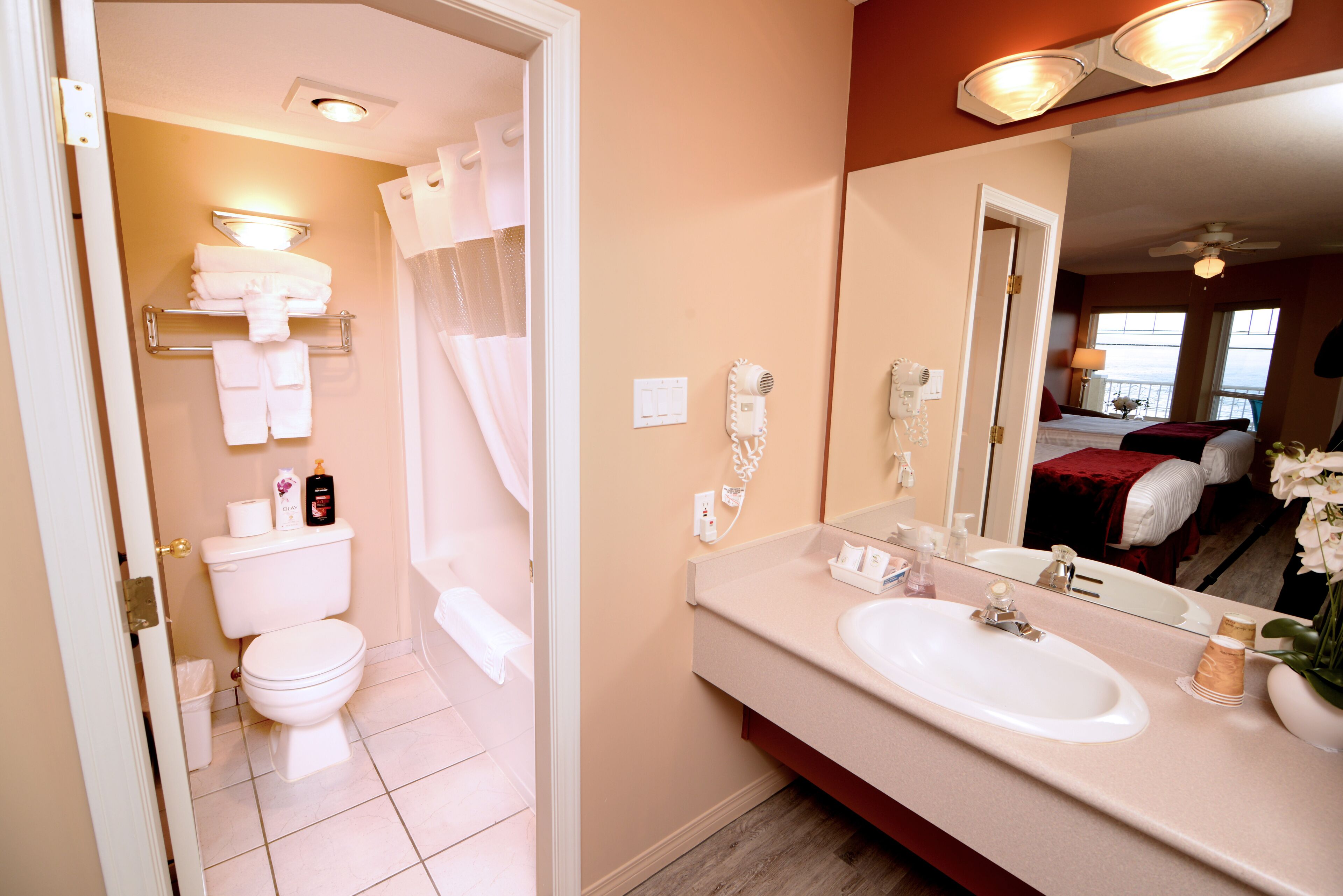 room, 2 queen beds, ocean view | bathroom | combined shower/bathtub, deep-soaking bathtub, free toiletries