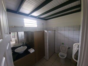 Dusj, hårføner og håndklær