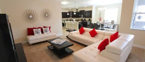 House, 6 Bedrooms | Living area | Flat-screen TV