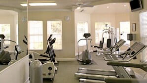 A fitness center with treadmills, elliptical machines, and weight equipment. - Windsor Palms 8112 (Kissimmee)