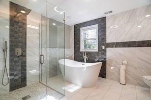 Bathtub, hair dryer