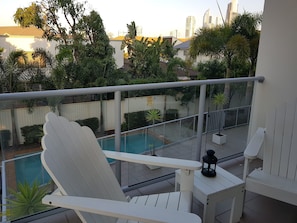 Family Apartment, 2 Double Beds, Pool View | Balcony
