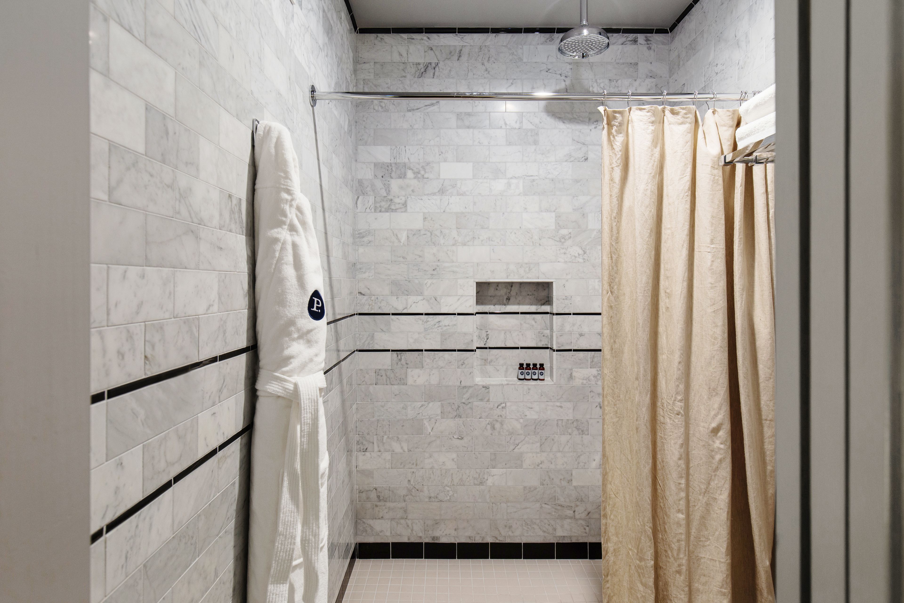 shower, rainfall showerhead, free toiletries, hair dryer