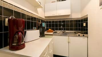 Fridge, microwave, high chair
