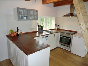Fridge, oven, dishwasher, coffee/tea maker