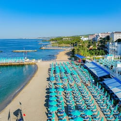 Private beach, sun loungers, beach umbrellas
