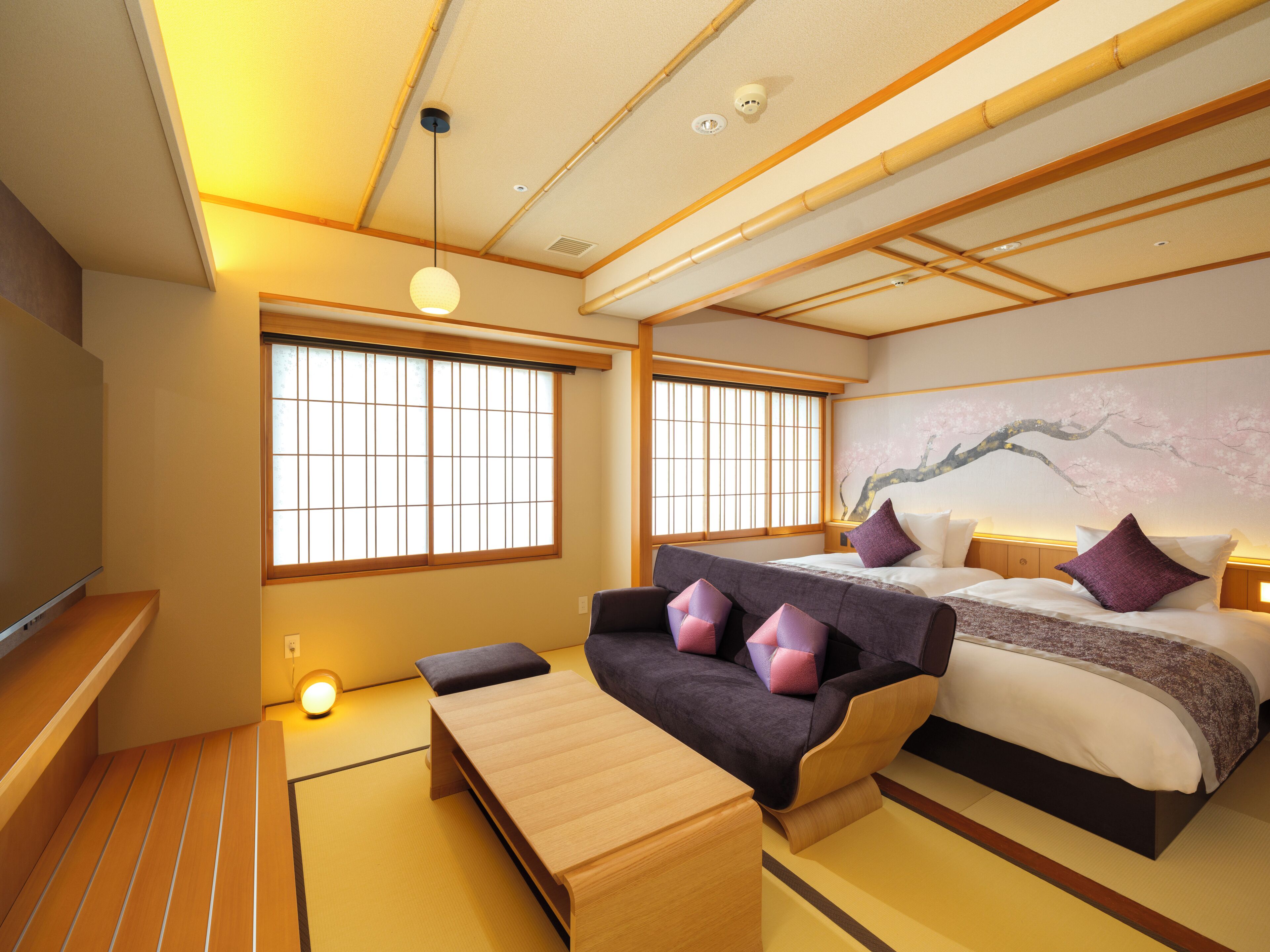 Habitación de lujo con 2 camas individuales, hidromasaje (Japanese Western Style, Open Air Bath) | Caja de seguridad en la habitación y tabla de planchar con plancha 