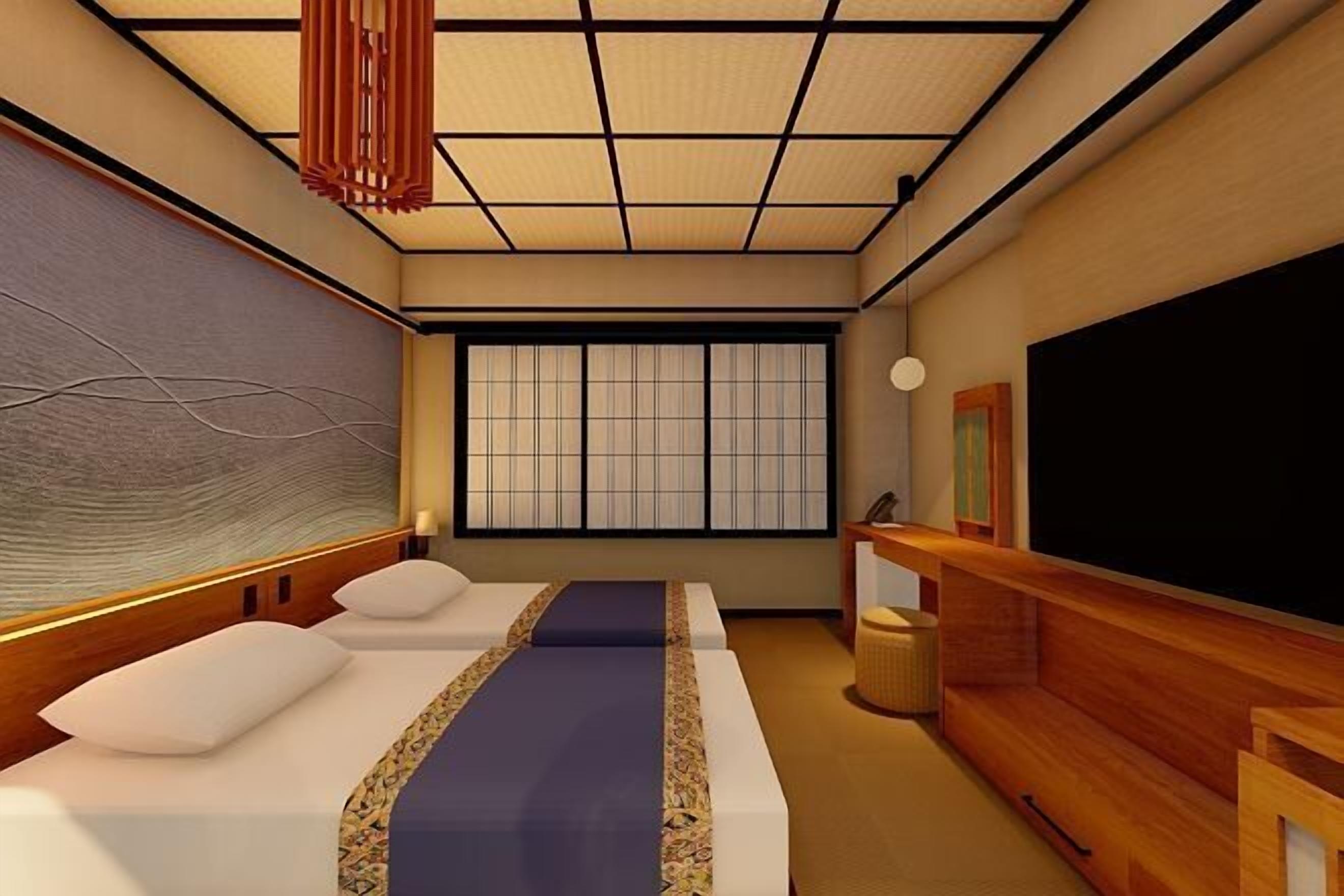 Caja de seguridad en la habitación y tabla de planchar con plancha 