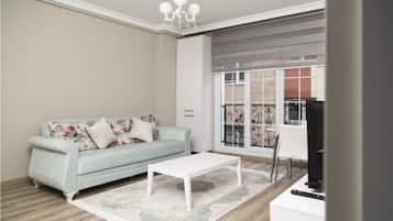 Suite familiar, 1 habitación | Zona de estar | Una televisión LCD