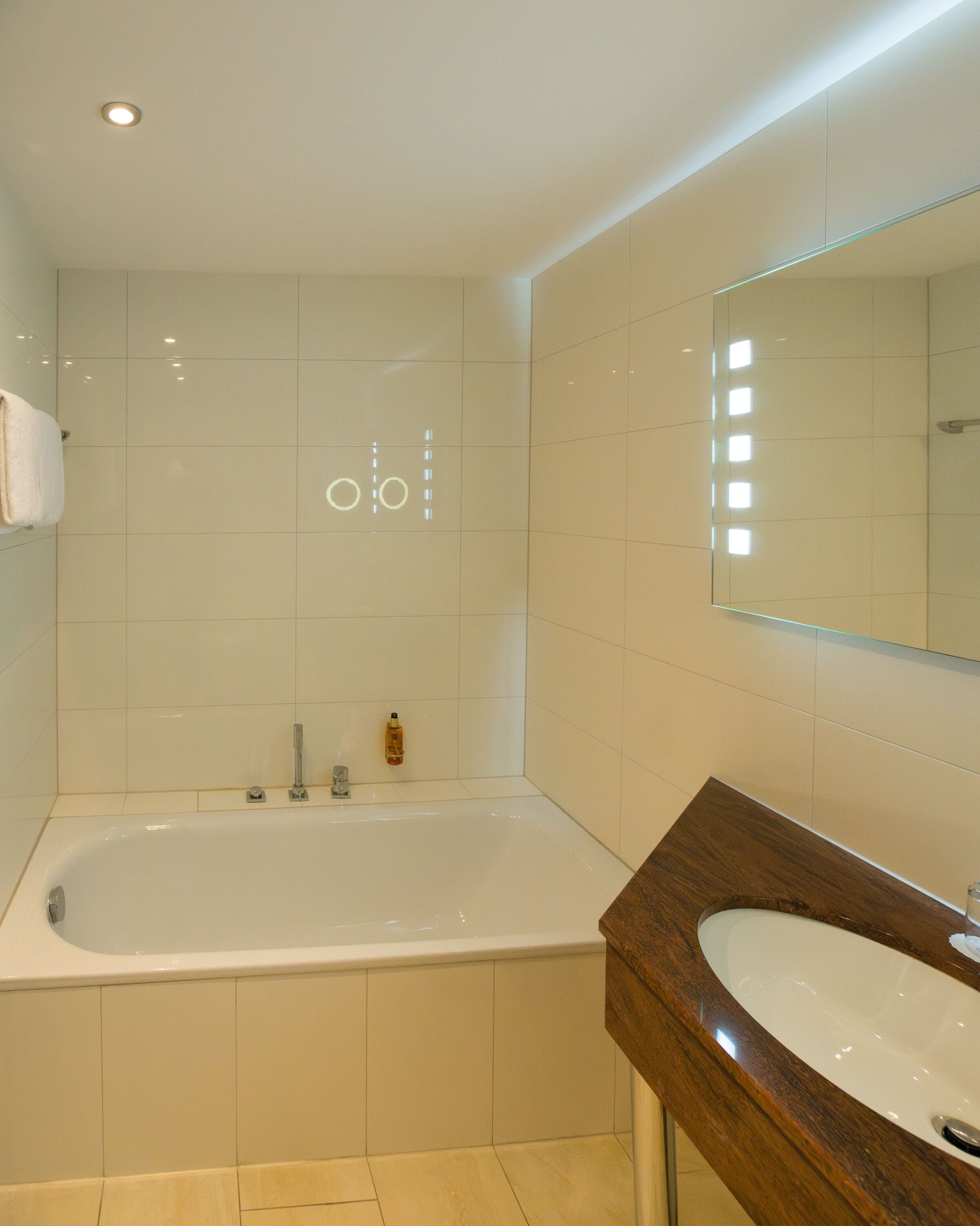 standard double room | bathroom | hair dryer, towels