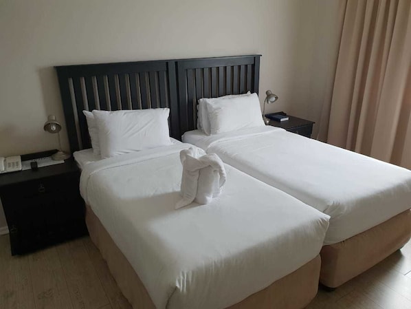 Blackout curtains, bed sheets