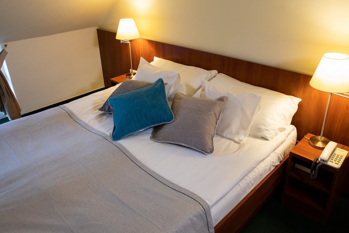 1 bedroom, desk, blackout curtains, iron/ironing board