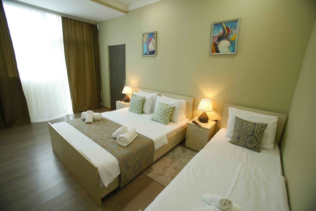 Desk, soundproofing, iron/ironing board, free cots/infant beds