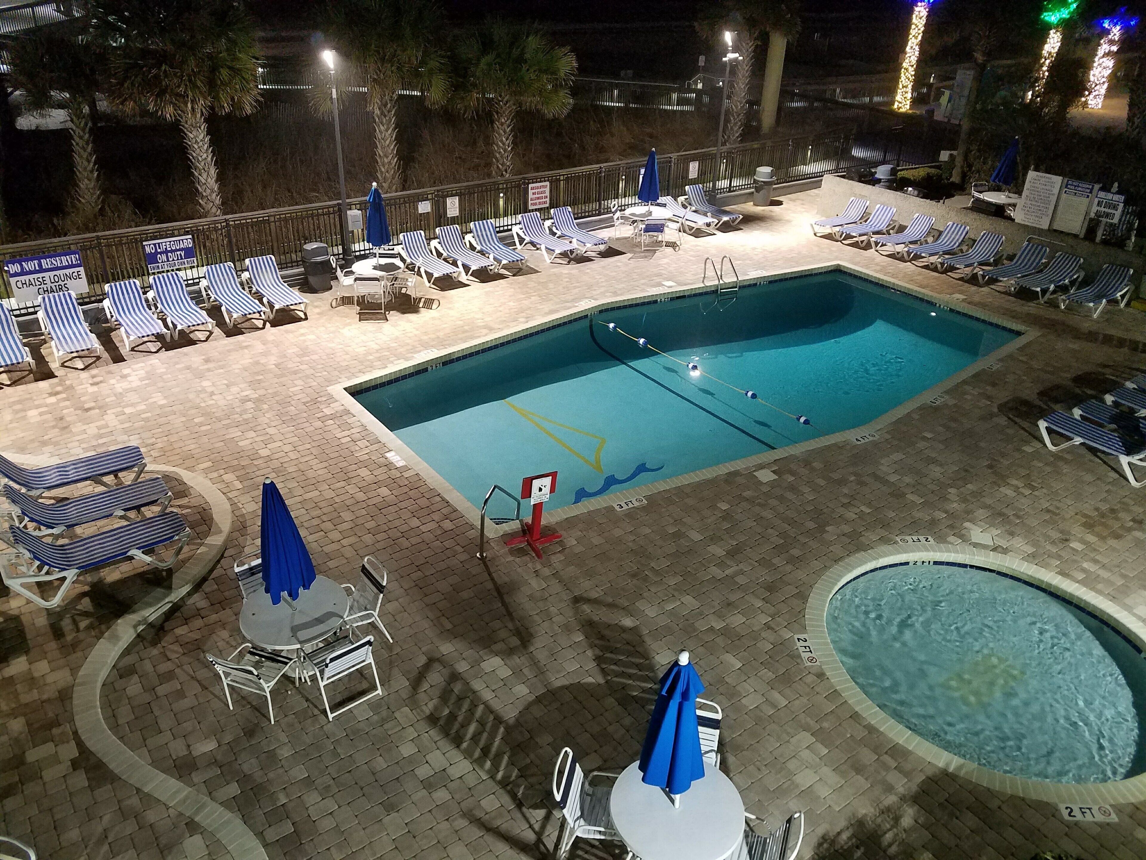Indoor pool, 2 outdoor pools, open 9:00 AM to 10:00 PM, sun loungers