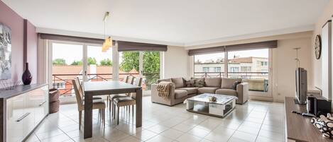 Flat-screen TV, DVD player