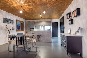 Design Apartment, 1 King Bed with Sofa bed, Non Smoking, Valley View | Private kitchen | Coffee/tea maker, electric kettle, high chair - B&B La Forge de Diogne (Crans-Montana)