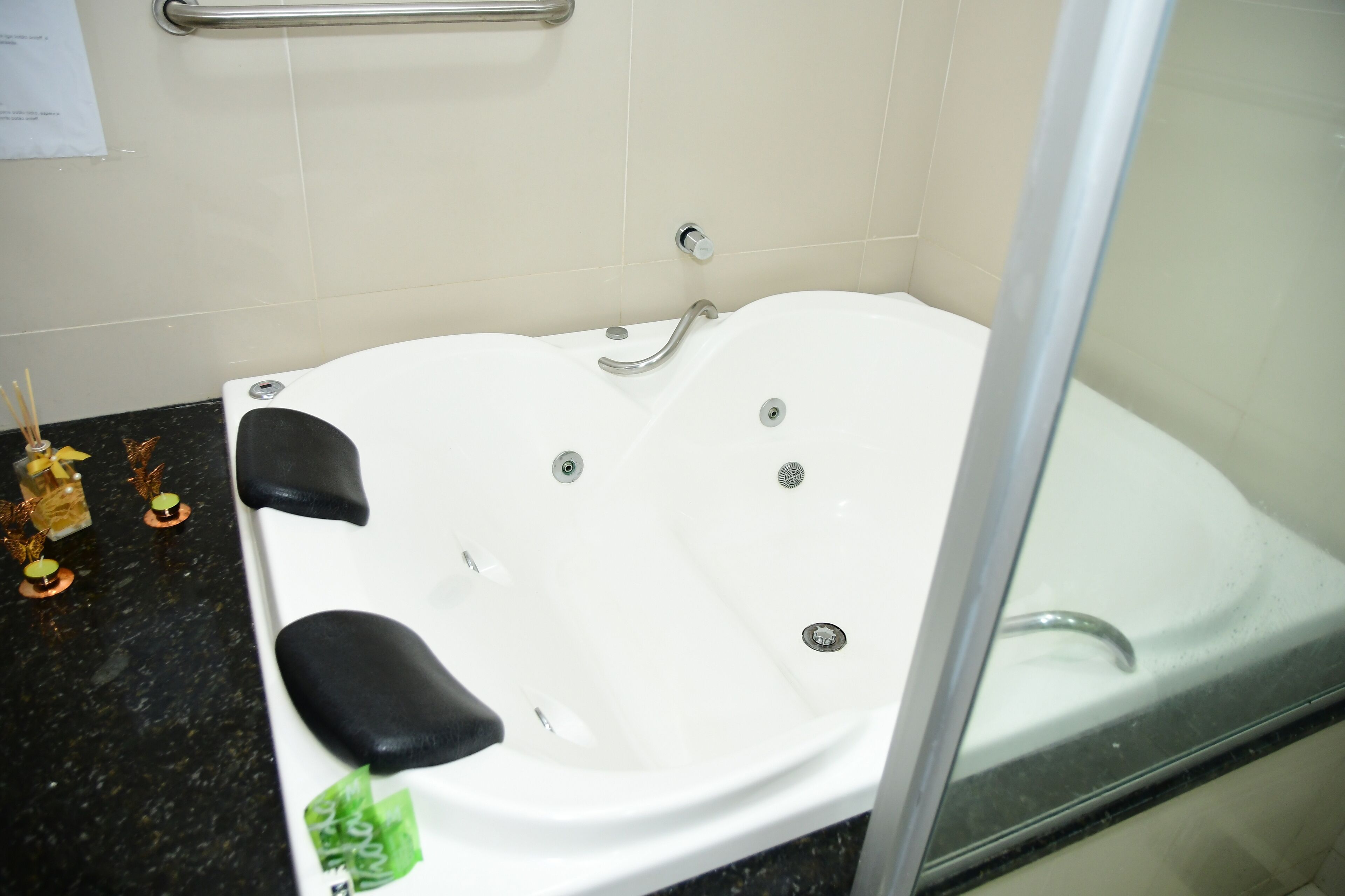 luxury room, jetted tub | bathroom | shower, hair dryer, towels