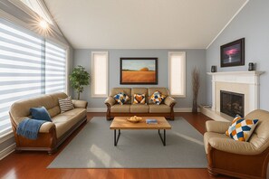 Smart TV, fireplace, table football, ping pong - Lake Simcoe Waterfront Cottage | Hot Tub, Sandy Beach & Sunset Views (Georgina)