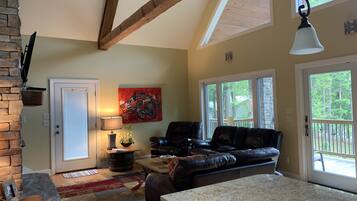 TV, fireplace, video games, DVD player