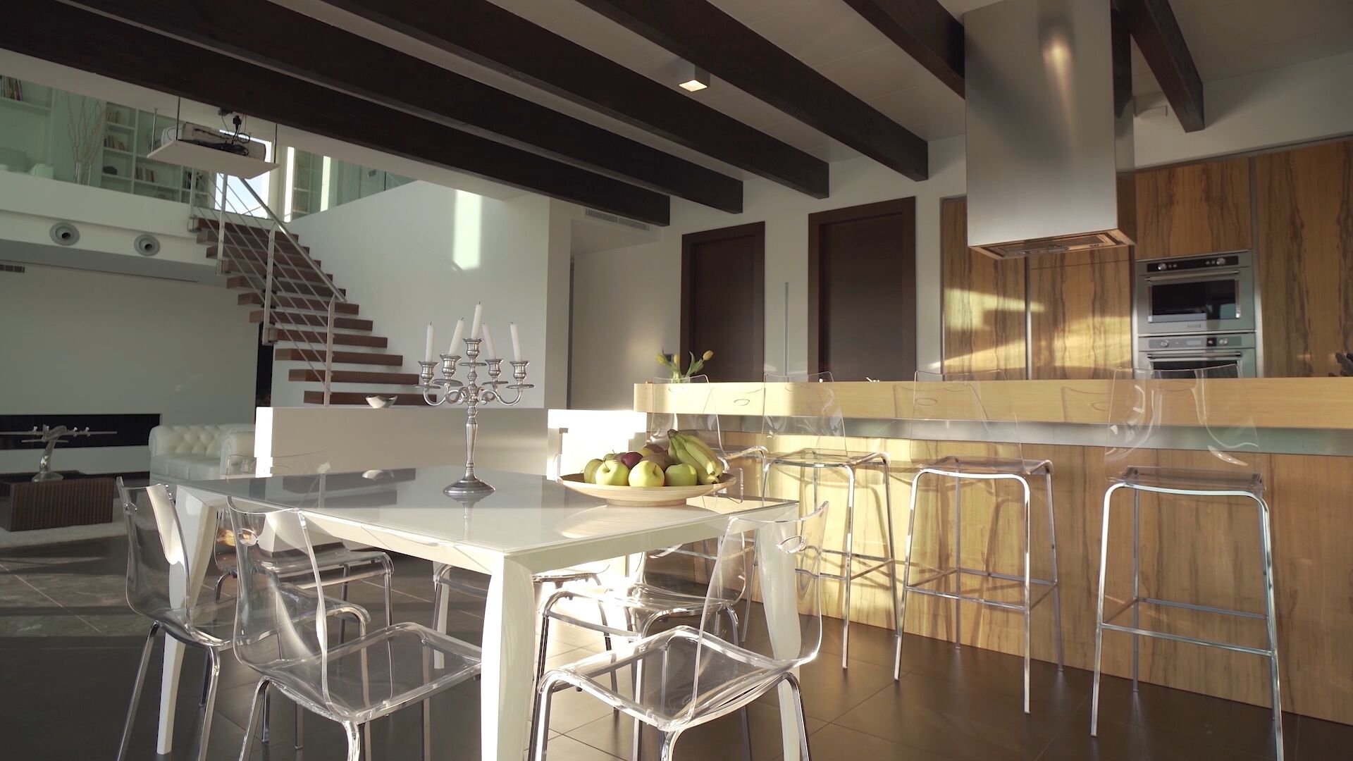 Modern villa with swimming pool surrounded by greenery