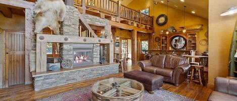 TV, fireplace