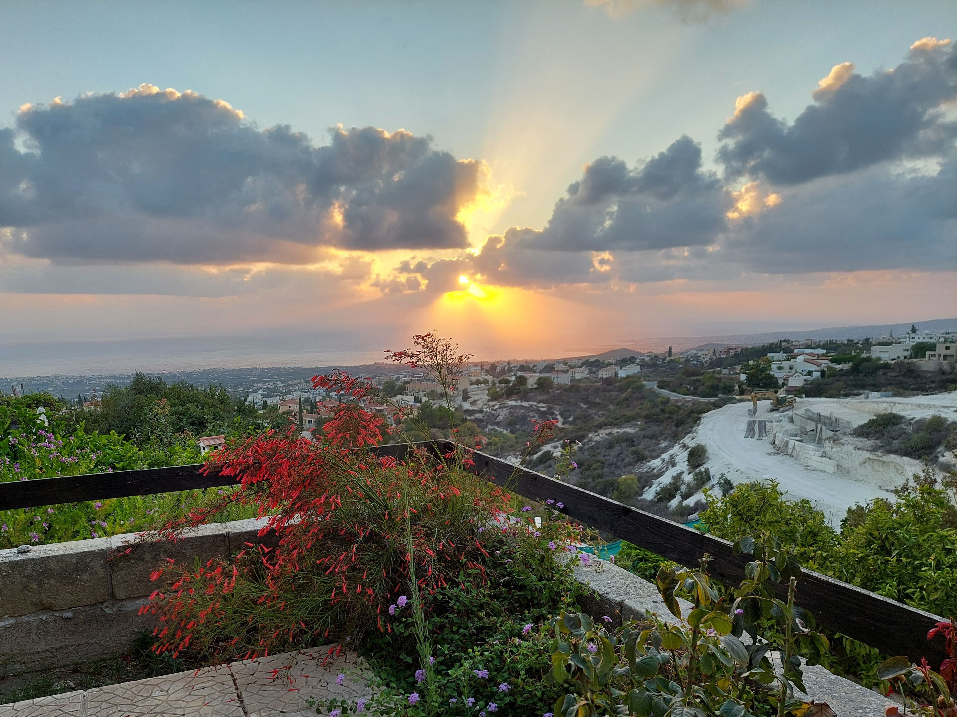 Back terrace, sun set view