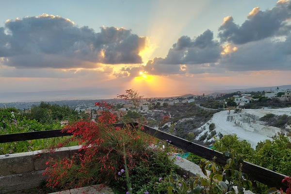 Back terrace, sun set view