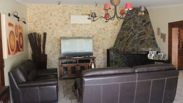 Smart TV, chimenea, videojuegos y reproductor de DVD