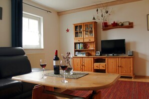 TV, foosball, table tennis, books