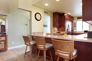 Fridge, microwave, oven, stovetop - Partial Ocean Views, Top Floor. Beach Gear Included.  Vista Waikoloa A304 (Waikoloa Beach Resort)