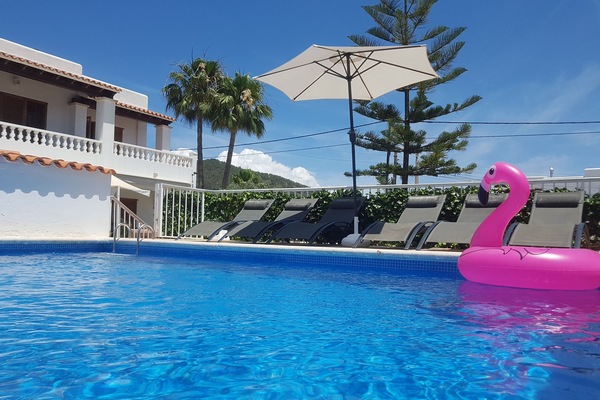 View from the pool towards the villa.