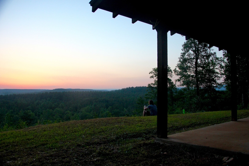 Mountain Vista Retreat-Issi is secluded, with sunset views of the Kiamichi Mnts.