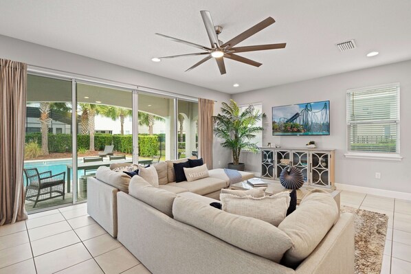 TV, video-game console, foosball, table tennis