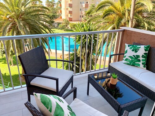 Apartment on the beach with pool.
