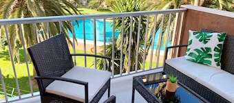 Apartment on the beach with pool.