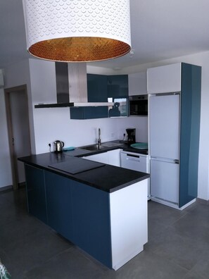 Fridge, microwave, oven, stovetop - APARTMENT T4 SEA VIEW (Moriani-Plage)