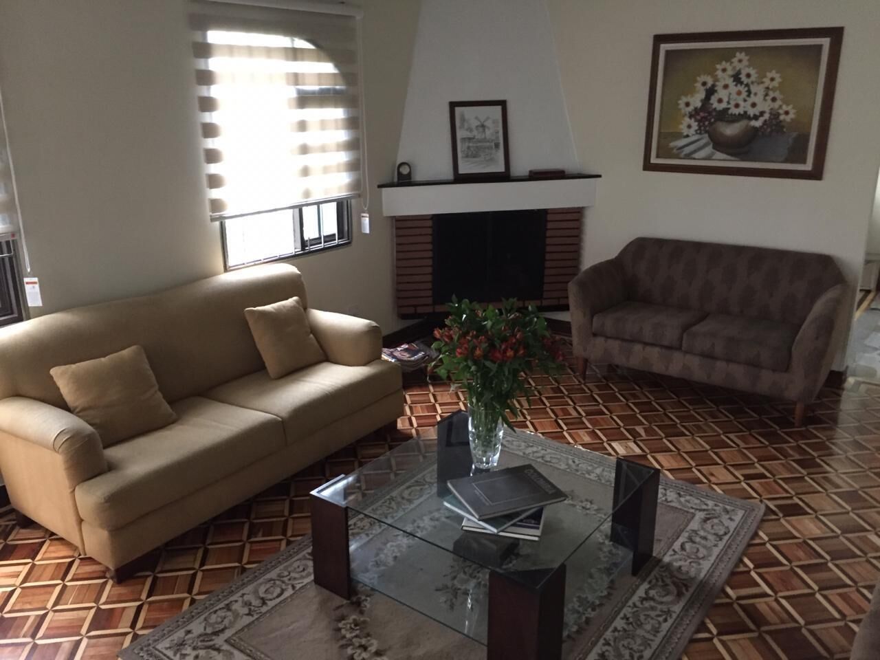 Una televisión, una chimenea