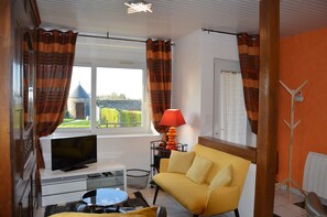 Télévision, table de tennis de table, livres, chaîne hi-fi