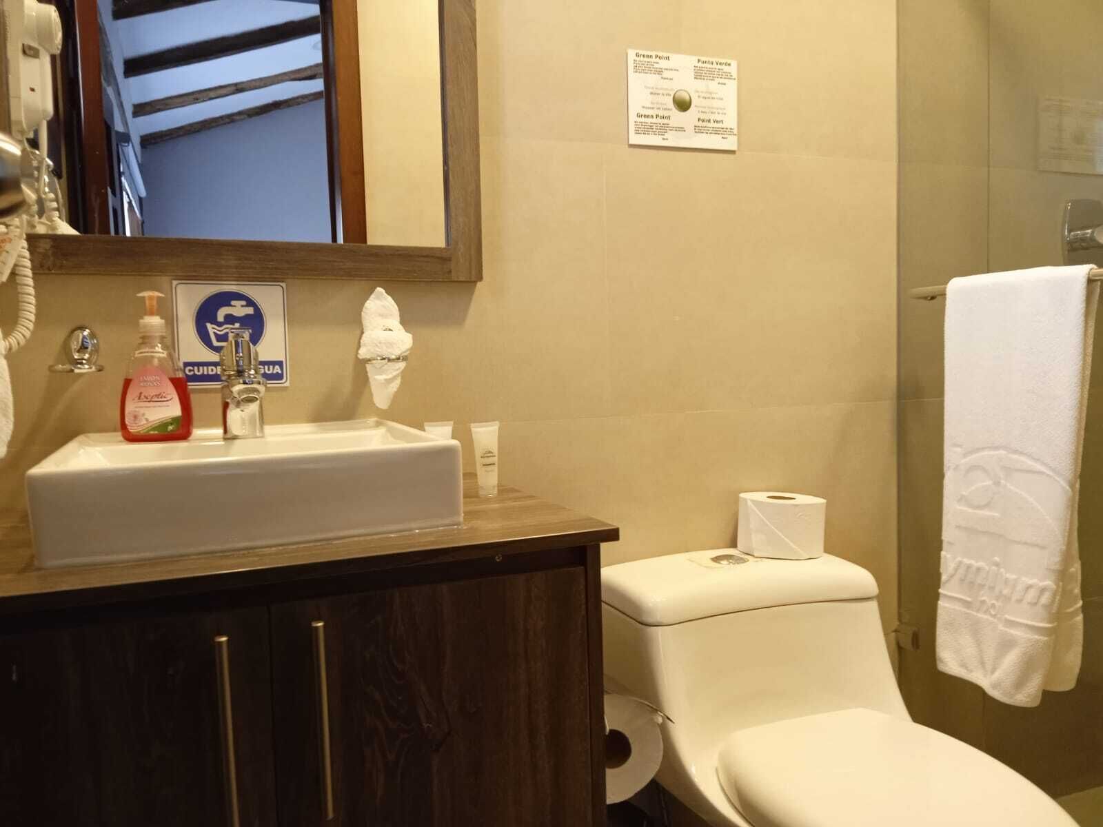 superior double room | bathroom | shower, rainfall showerhead, free toiletries, hair dryer