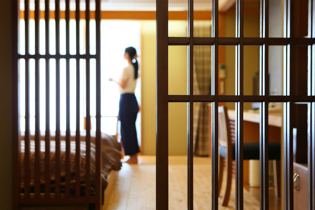 Tvåbäddsrum (Japanese Style Modern) | Värdeförvaringsskåp på rummet, skrivbord, ljudisolering och gratis wi-fi