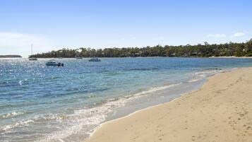 Playa en los alrededores, camastros y toallas de playa