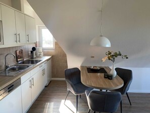 Fridge, microwave, dishwasher, high chair