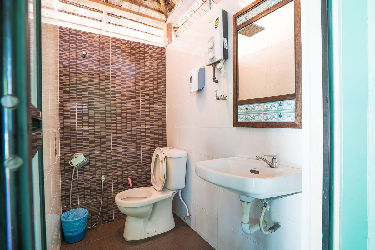 shower, free toiletries, hair dryer, bidet