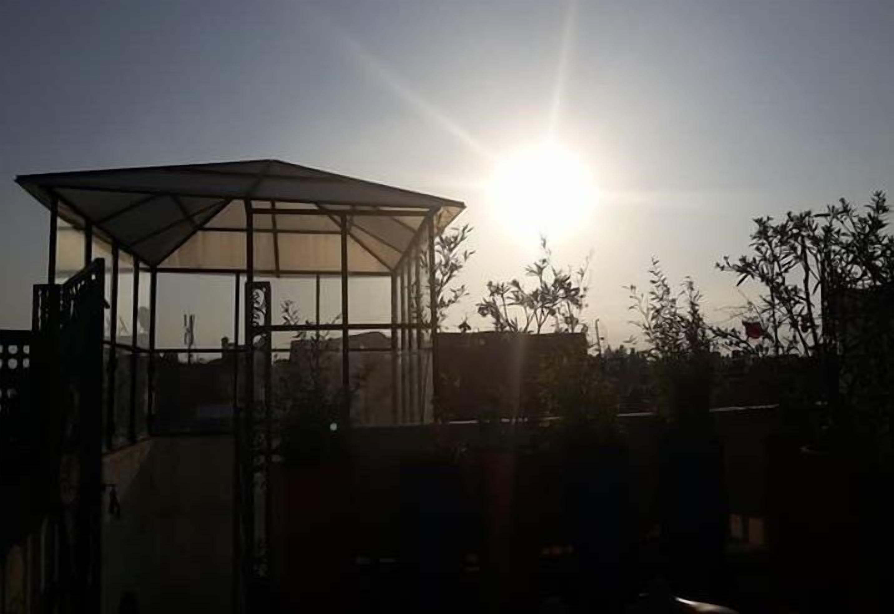 Um edifício com fachada de vidro e cobertura metálica, cercado por vegetação.