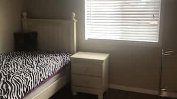 Blackout curtains, iron/ironing board, free WiFi, bed sheets