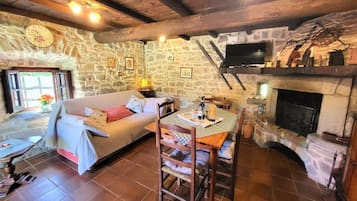 TV, fireplace, DVD player, stereo