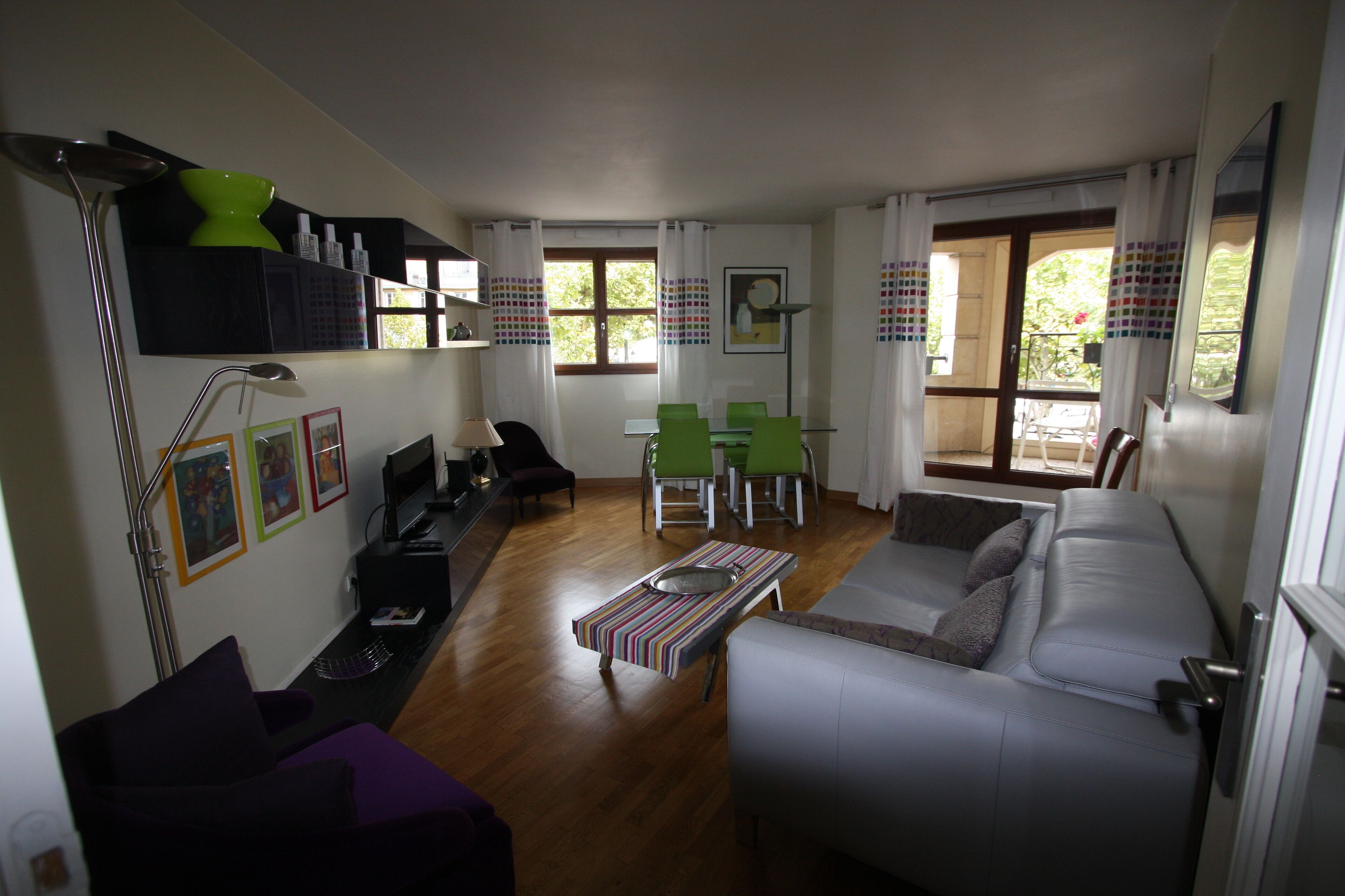 TV, DVD player, books, video library