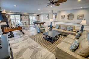 TV, fireplace, table football - All-Sea-Suns | 670 ft from the beach | Private Pool, Hot Tub, Dog Friendly (Virginia Beach)